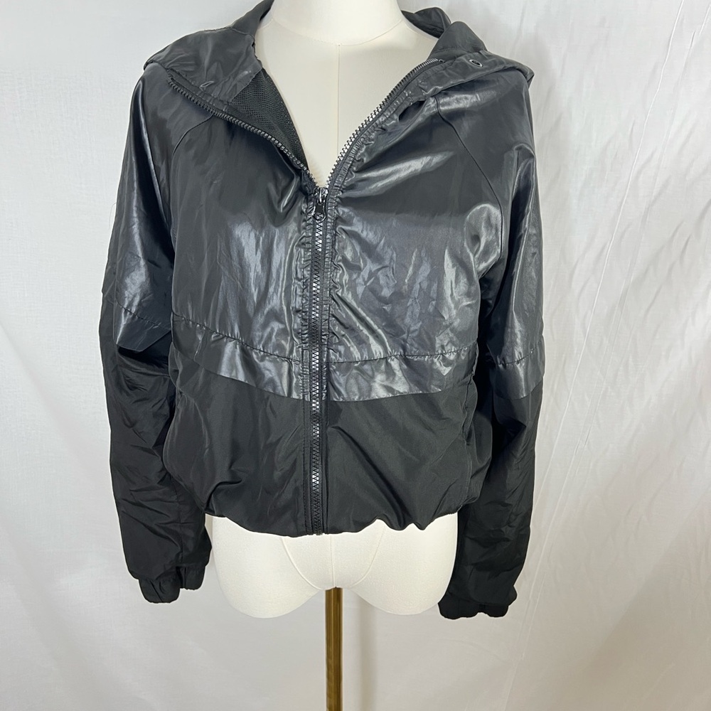 Forever 21 Glossy Charcoal Puffer Jacket